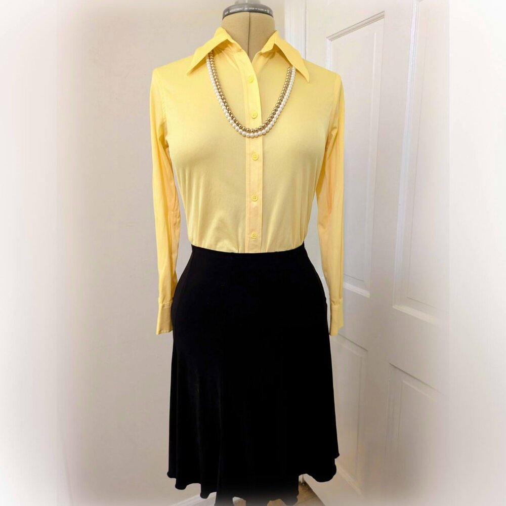 THE LIMITED vintage sunny yellow 70s button up disco secretary blouse L